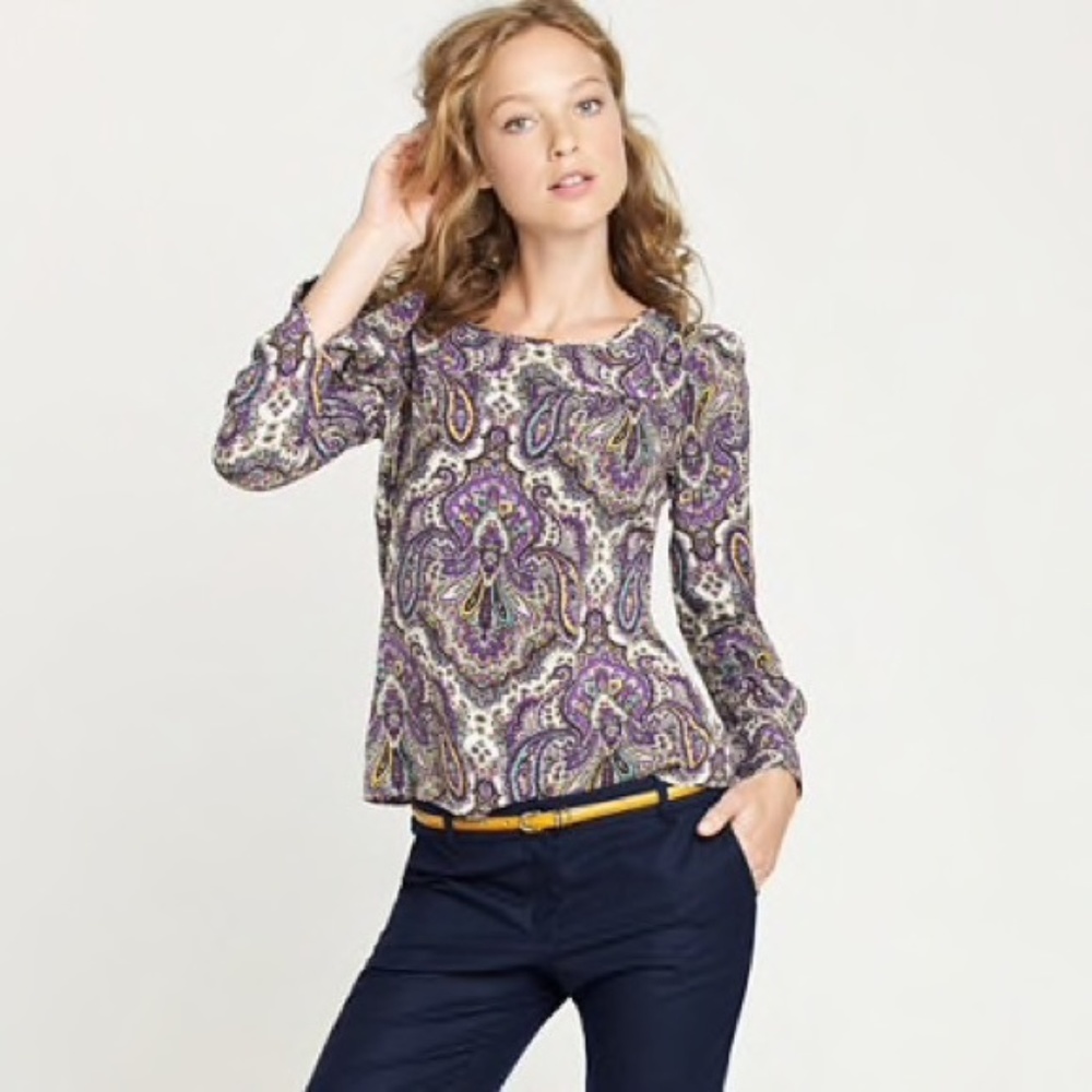 J.Crew Talitha Paisley Long Sleeve Top